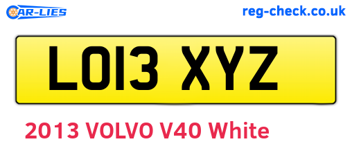 LO13XYZ are the vehicle registration plates.