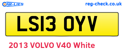 LS13OYV are the vehicle registration plates.