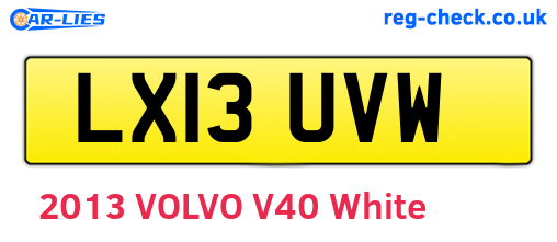 LX13UVW are the vehicle registration plates.
