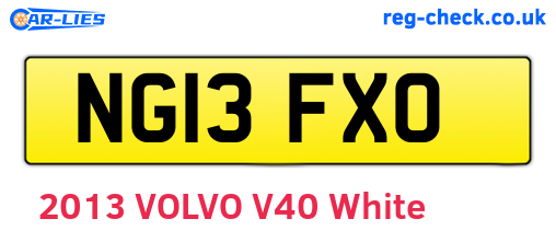 NG13FXO are the vehicle registration plates.