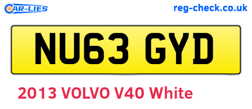 NU63GYD are the vehicle registration plates.