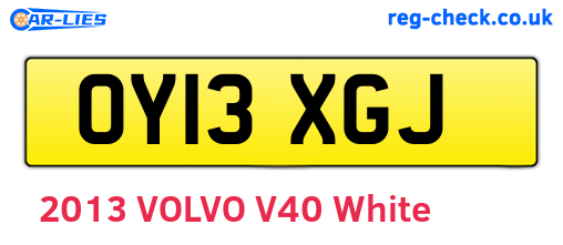 OY13XGJ are the vehicle registration plates.