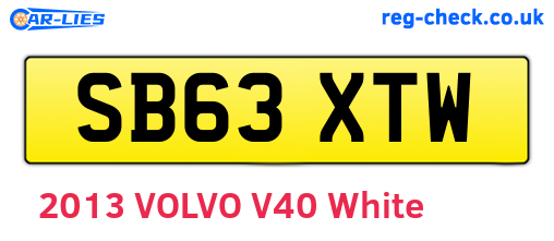 SB63XTW are the vehicle registration plates.