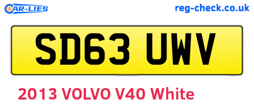 SD63UWV are the vehicle registration plates.