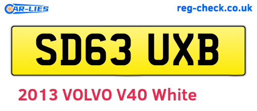SD63UXB are the vehicle registration plates.