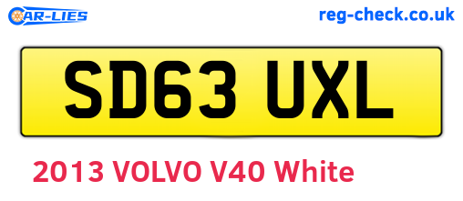 SD63UXL are the vehicle registration plates.