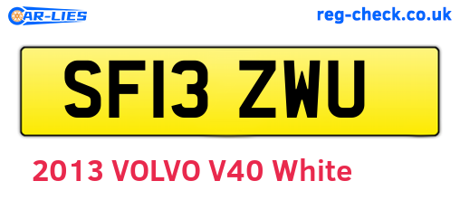 SF13ZWU are the vehicle registration plates.