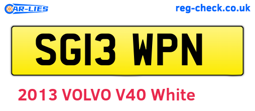SG13WPN are the vehicle registration plates.