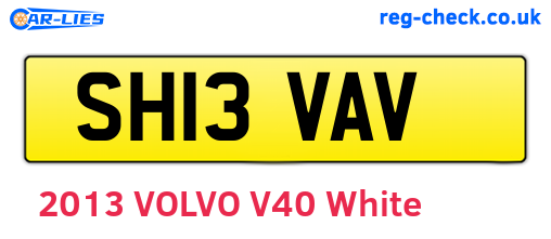 SH13VAV are the vehicle registration plates.