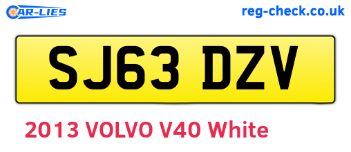 SJ63DZV are the vehicle registration plates.