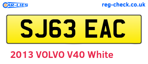 SJ63EAC are the vehicle registration plates.