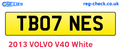 TB07NES are the vehicle registration plates.