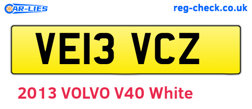 VE13VCZ are the vehicle registration plates.