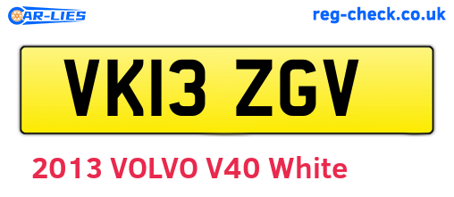 VK13ZGV are the vehicle registration plates.