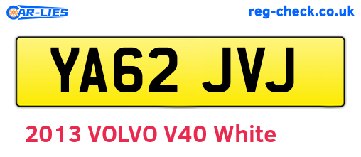 YA62JVJ are the vehicle registration plates.