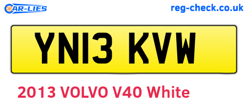 YN13KVW are the vehicle registration plates.