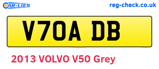 V70ADB are the vehicle registration plates.