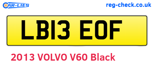 LB13EOF are the vehicle registration plates.