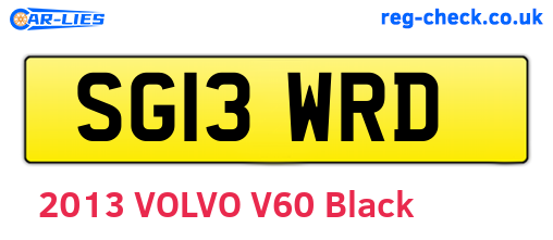 SG13WRD are the vehicle registration plates.