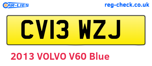 CV13WZJ are the vehicle registration plates.
