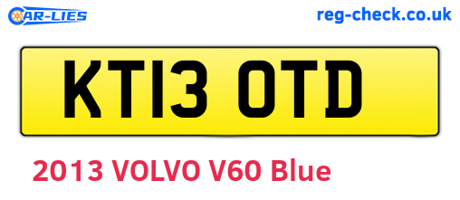 KT13OTD are the vehicle registration plates.