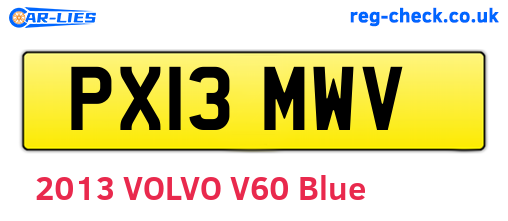 PX13MWV are the vehicle registration plates.