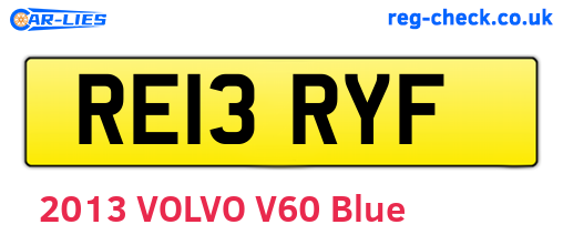 RE13RYF are the vehicle registration plates.