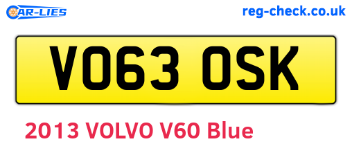 VO63OSK are the vehicle registration plates.