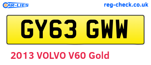 GY63GWW are the vehicle registration plates.