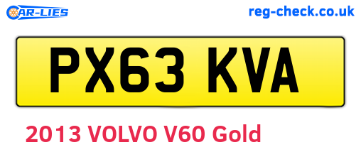 PX63KVA are the vehicle registration plates.