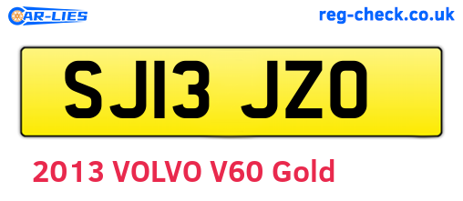 SJ13JZO are the vehicle registration plates.