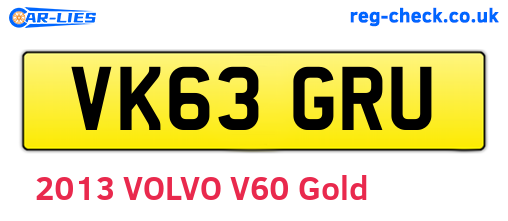 VK63GRU are the vehicle registration plates.