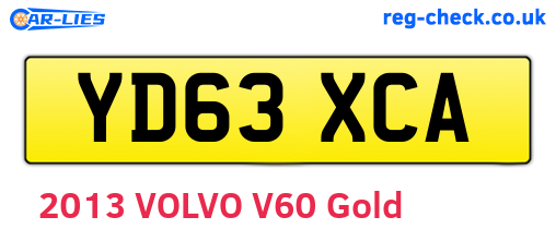 YD63XCA are the vehicle registration plates.