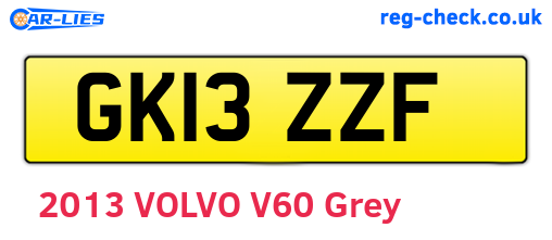 GK13ZZF are the vehicle registration plates.