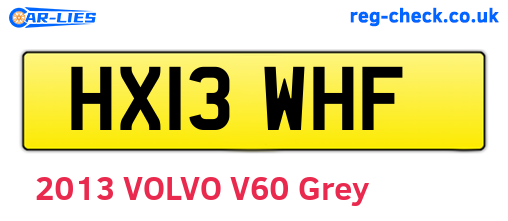 HX13WHF are the vehicle registration plates.