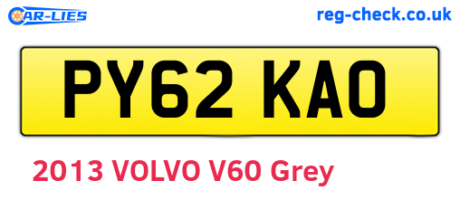 PY62KAO are the vehicle registration plates.