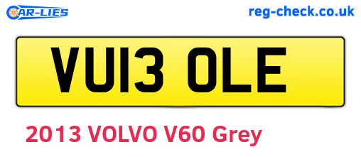 VU13OLE are the vehicle registration plates.