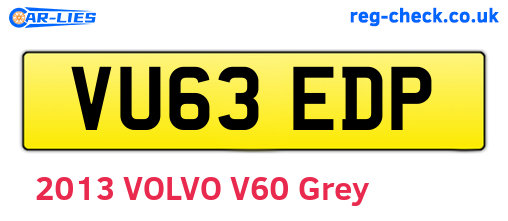 VU63EDP are the vehicle registration plates.