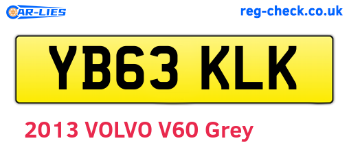 YB63KLK are the vehicle registration plates.