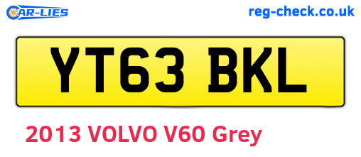 YT63BKL are the vehicle registration plates.