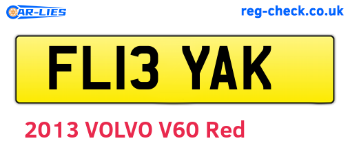 FL13YAK are the vehicle registration plates.