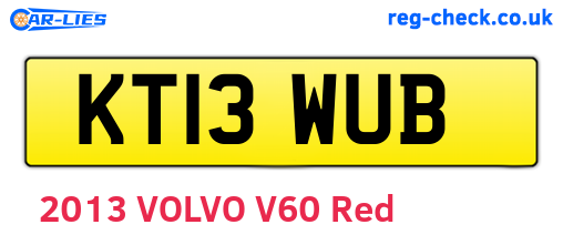 KT13WUB are the vehicle registration plates.