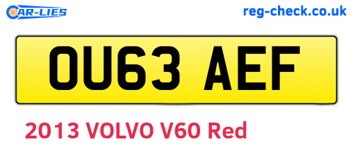 OU63AEF are the vehicle registration plates.