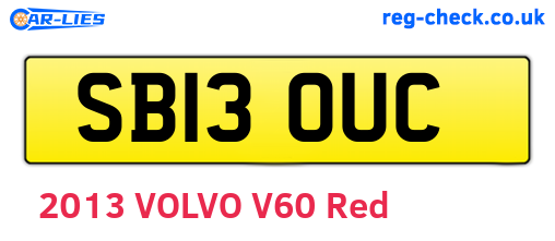 SB13OUC are the vehicle registration plates.