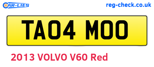 TA04MOO are the vehicle registration plates.
