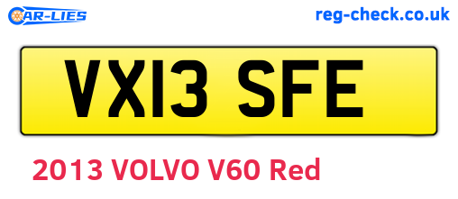 VX13SFE are the vehicle registration plates.