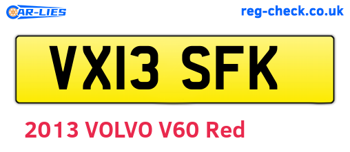VX13SFK are the vehicle registration plates.