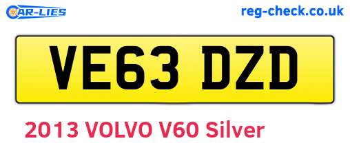 VE63DZD are the vehicle registration plates.