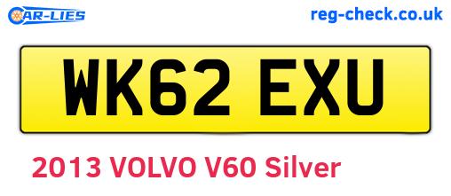 WK62EXU are the vehicle registration plates.