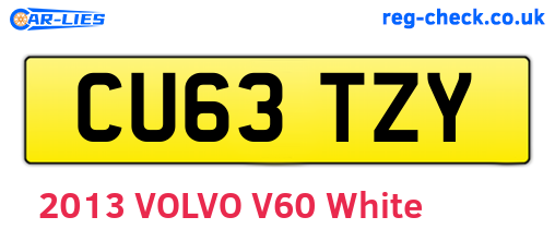 CU63TZY are the vehicle registration plates.